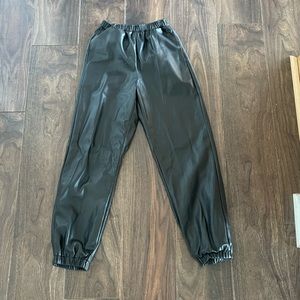 Akira  faux leather black joggers size small